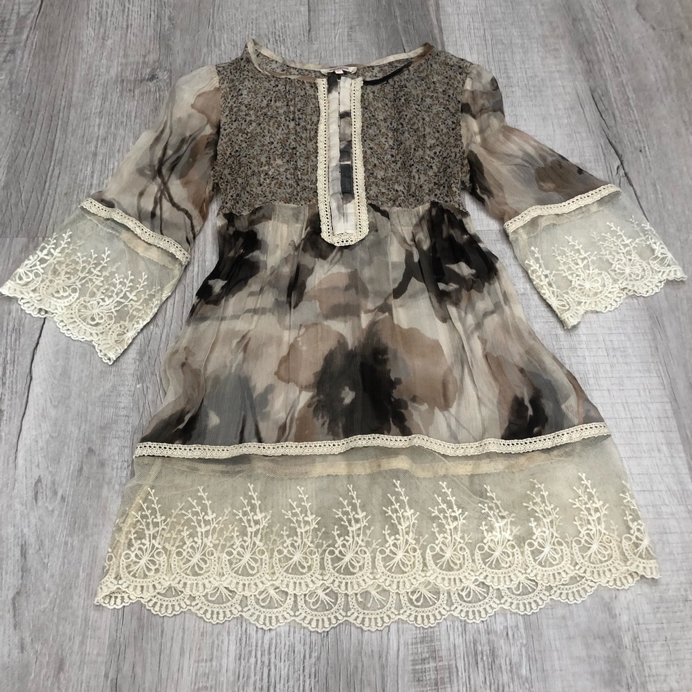 Sundance Lace and Silk Boho Sheer Blouse
